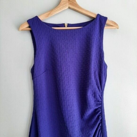 BISOU BISOU | NEW Sleeveless 3D Textured Sheath Dress Royal Blue Sz 6 - Picture 4 of 11